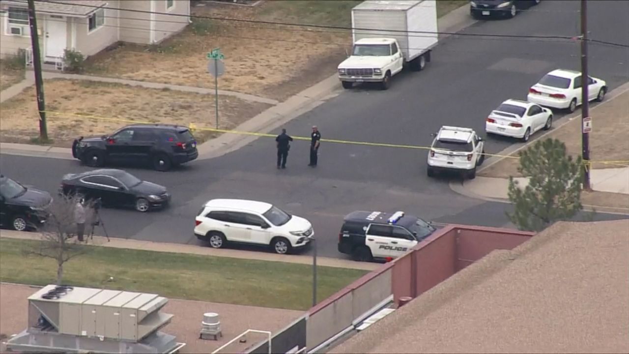 Police in Aurora, Colorado, respond Monday to reports of a shooting in a park close to a high school.
