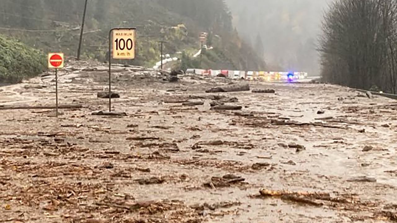 On Sunday, a mudslide east of Chilliwack, British Columbia, forced officials to close Highway 1 between Popkum and Hope, not far from where hundreds of people were trapped as of Monday.