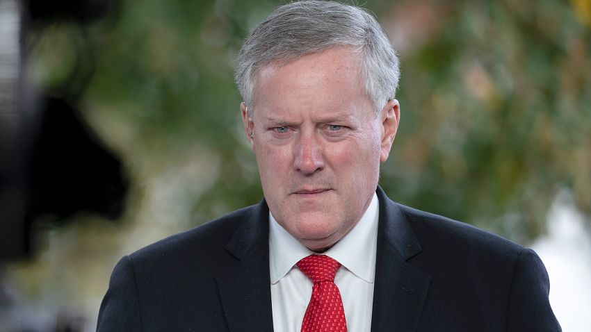 WASHINGTON, DC - OCTOBER 21: White House Chief of Staff Mark Meadows talks to reporters at the White House on October 21, 2020 in Washington, DC. (Photo by Tasos Katopodis/Getty Images)