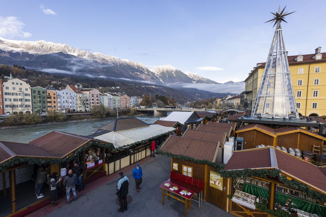 A Christmas market in Innsbruck, Austria on Monday, during the first day of a nationwide lockdown for unvaccinated people.