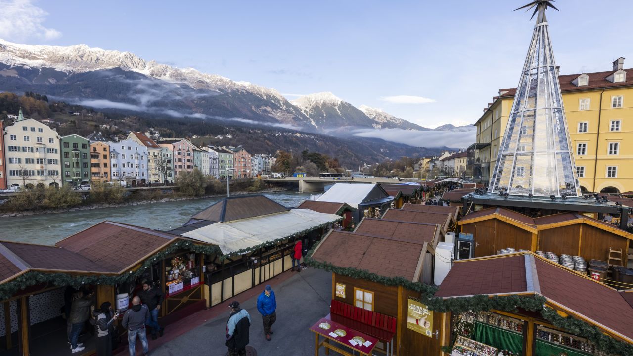 A Christmas market in Innsbruck, Austria on Monday, during the first day of a nationwide lockdown for unvaccinated people.