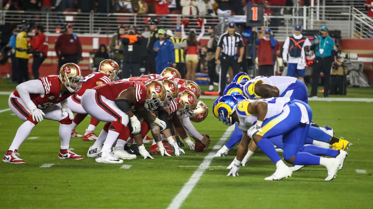 The 49ers set to snap against the Rams. 