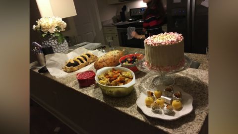 Srikrishna's Friendsgiving dinner has become her  main Thanksgiving event. One year, they made a cake.