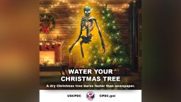 The USCPSC tweeted this image as a dire warning about dry Christmas trees. 