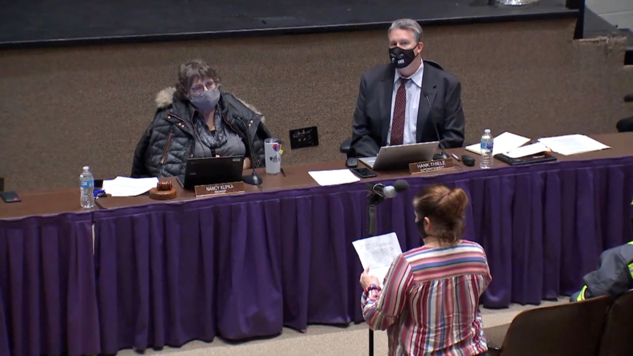 One of the speakers at the Downers Grove school board meeting that discussed the book "Gender Queer" by Maia Kobabe.
