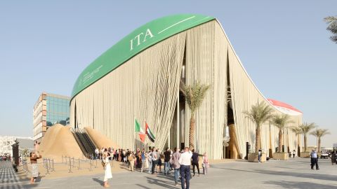 Italy's Pavilion at Expo Dubai 2020 opens to the public as an experiment into reconfigurable architecture and circularity. It features three boat hulls as the structure's roof; a multimedia facade made with two million recycled plastic bottles; and a natural climate mitigation system that substitutes for air conditioning. The pavilion was designed by CRA-Carlo Ratti Associati and Italo Rota Building Office, with Matteo Gatto and F&M Ingegneria.