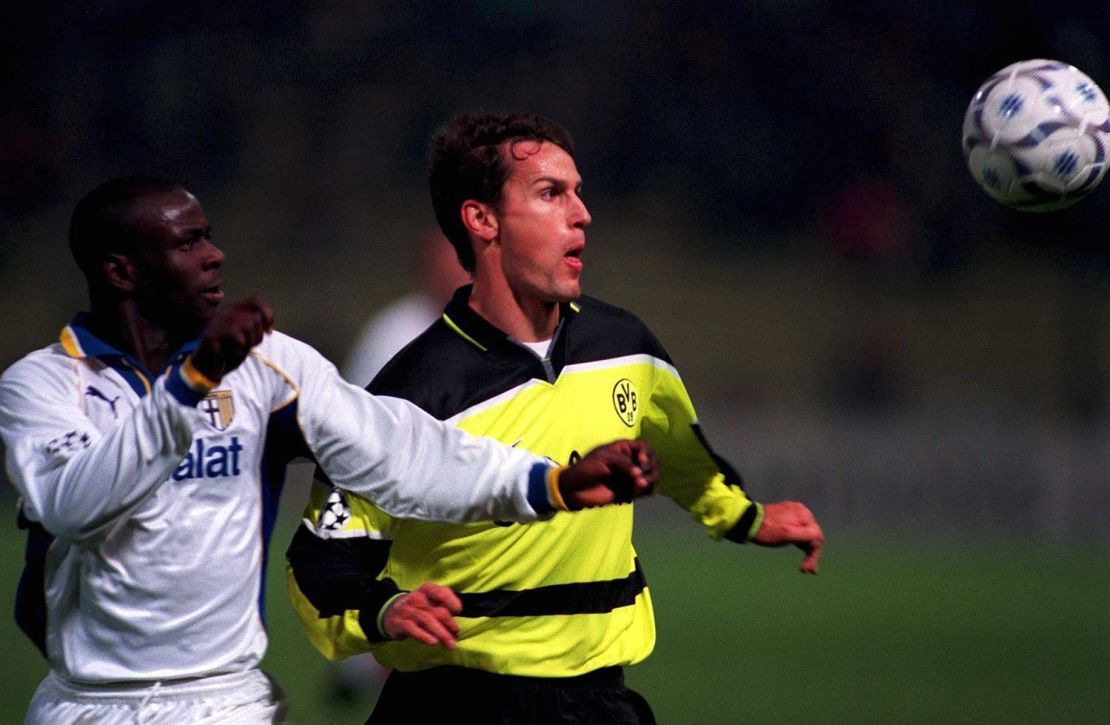 Thuram (left) playing for Parma in 1997.