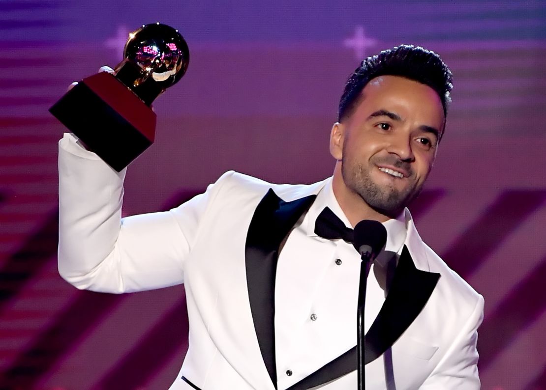 Luis Fonsi onstage after "Despacito" won Song of the Year at the 2017 Latin Grammys.
