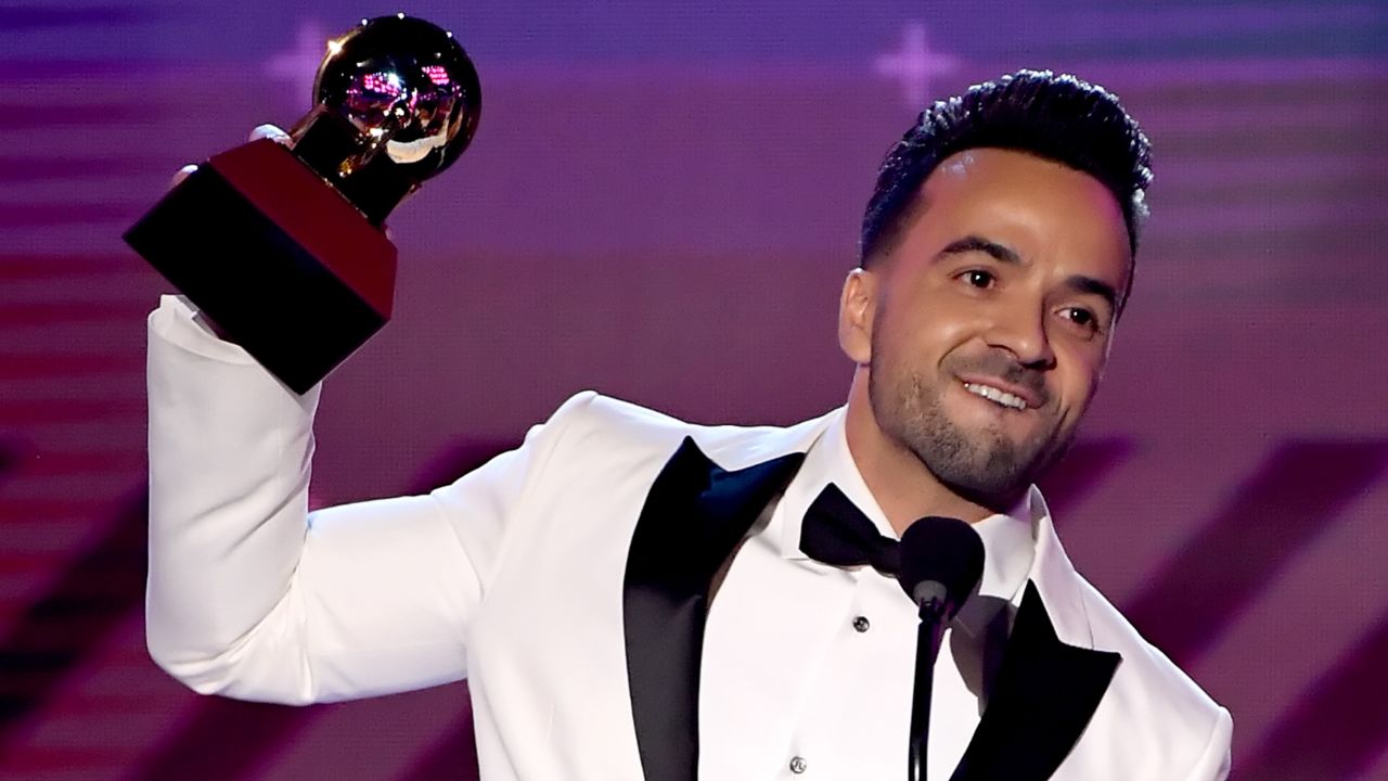 Luis Fonsi onstage after "Despacito" won Song of the Year at the 2017 Latin Grammys.