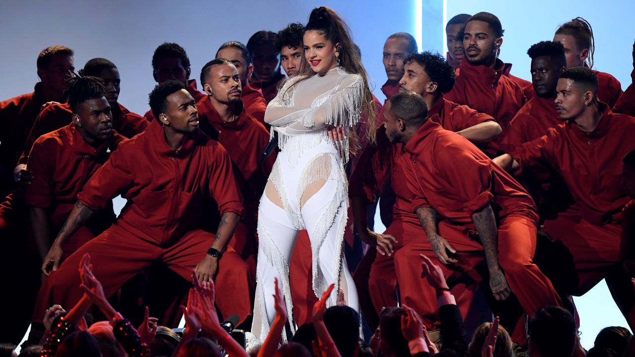 Rosalía performs at the 2020 Grammy Awards.