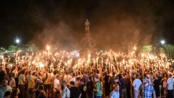 White nationalists participate in a torch-lit march on the grounds of the University of Virginia ahead of the Unite the Right Rally in Charlottesville, Virginia on August 11, 2017. Picture taken August 11, 2017.  REUTERS/Stephanie Keith
