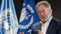 World Food Program Executive Director David Beasley speaks during an interview with The Associated Press at the WFP headquarters in Rome, Tuesday, Nov. 2, 2021. The head of the U.N. food aid agency says the drought-stricken island nation of Madagascar is a 'wake up call" to what the world can expect in coming years due to calamities caused by climate change. 