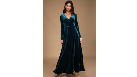 Lulus Jacinda Velvet Wrap Maxi Dress