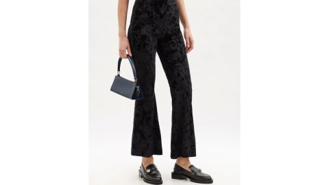 Ganni Paisley-Debossed Velvet Flared Trousers