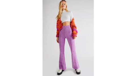 Free People Slim Pull-On Velvet Flare Pants