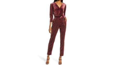 Fraiche by J. Velvet Tie Waist Jumpsuit 