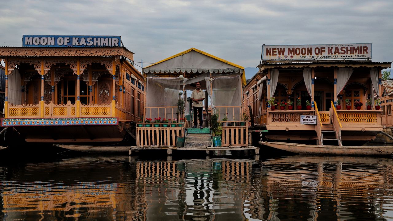 Tourists enjoying Dal Lake's houseboats on July 6, 2021.