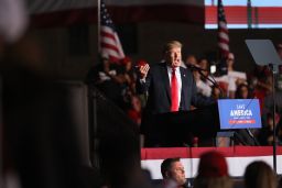 Former President Donald Trump speaks during a rally at the Iowa State Fairgrounds on October 9, 2021, in Des Moines.