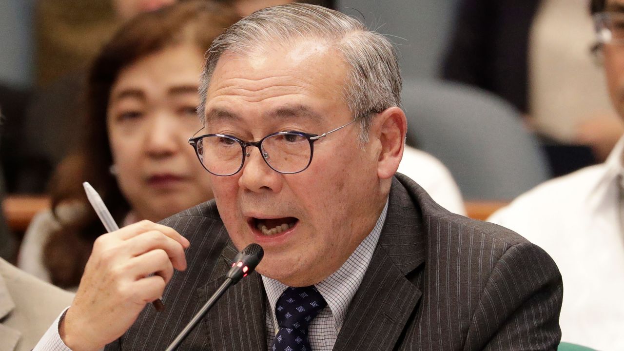 Philippine Secretary of Foreign Affairs Teodoro Locsin speaks during a Senate hearing in Manila, Philippines, in 2020.