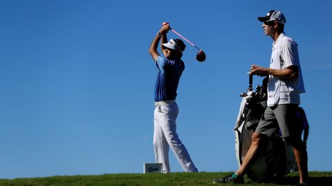 Watson plays his shot from the fifth tee during the second round of the SBS Tournament of Champions at the Plantation Course at Kapalua Golf Club on January 6, 2017.