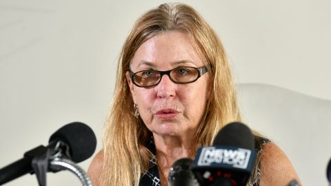 "Rust" script supervisor Mamie Mitchell speaks during a news conference on November 17, 2021, in Los Angeles.