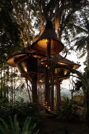 With advances in treating solutions and engineering techniques, bamboo has become a more viable building material, allowing for multi-story structures such as this treehouse at Bambu Indah Resort in Ubud, Bali, which offers views across the rice paddies.