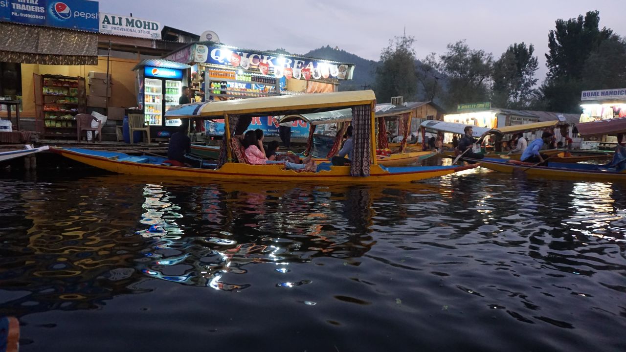 Kashmiri gondolas are a common sight on the waterways of Srinagar. 