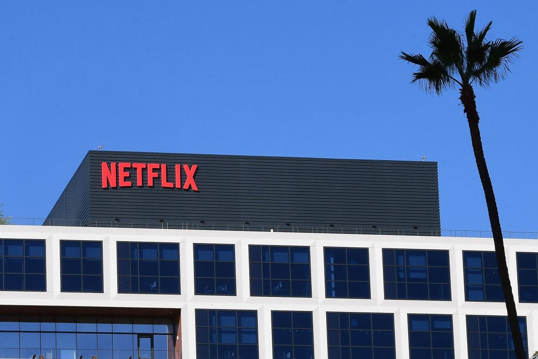 The Netflix building on Sunset Boulevard is pictured on October 20, 2021 in Los Angeles. 