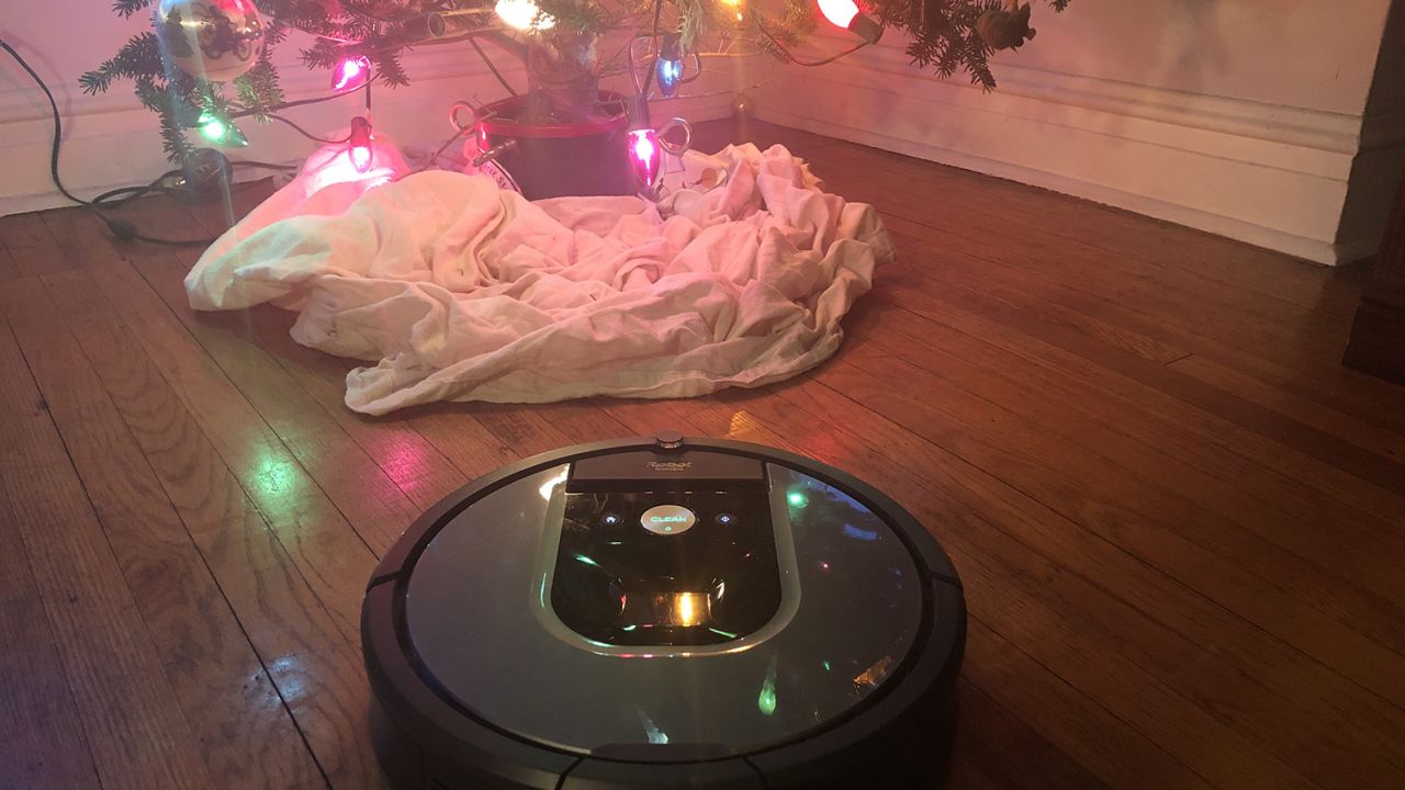 It's fascinating to watch how Roomba maps a room, figures out a pattern and then deals with every obstacle -- skirting cat food dishes, weaving around chair legs, freeing himself from under the dining room cabinet on Jan. 3, 2019. 