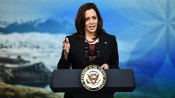 US Vice President Kamala Harris speaks during a Tribal Nations Summit in the South Court Auditorium of the Eisenhower Executive Office Building, next to the White House, in Washington, DC on November 16, 2021.