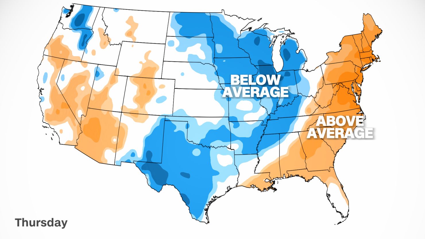 weather temperature anomalies map thursday
