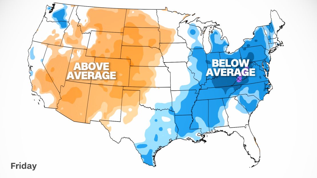 weather temperature anomalies map friday