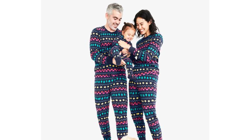 Unisex Navy or Red Fairisle Adults Kids Dog Family Christmas Pyjama's PJ's 