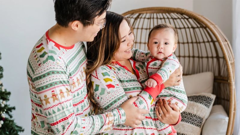 Matching christmas best sale pajamas with newborn