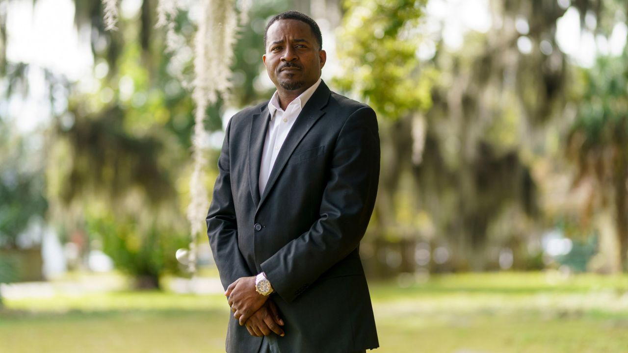 Dr. John Perry II, Pastor of the Mt. Sinai Missionary Baptist Church, poses for a portrait on Friday, November 12, 2021, in Brunswick, Ga. Elijah Nouvelage for CNN