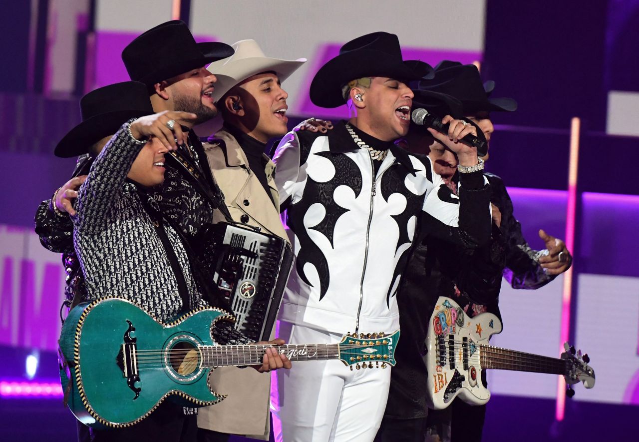 Mexican band Grupo Firme perform during the 22nd Annual Latin Grammy awards.