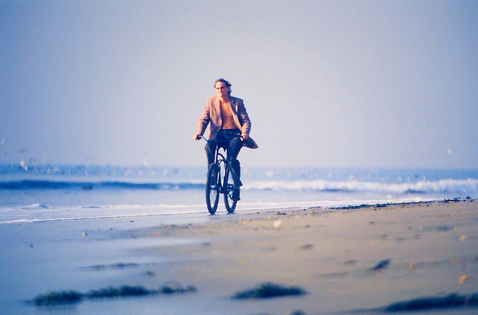 In 1981, musical legend Taylor indulges in a blue bicycle fantasy ride in Malibu, California.