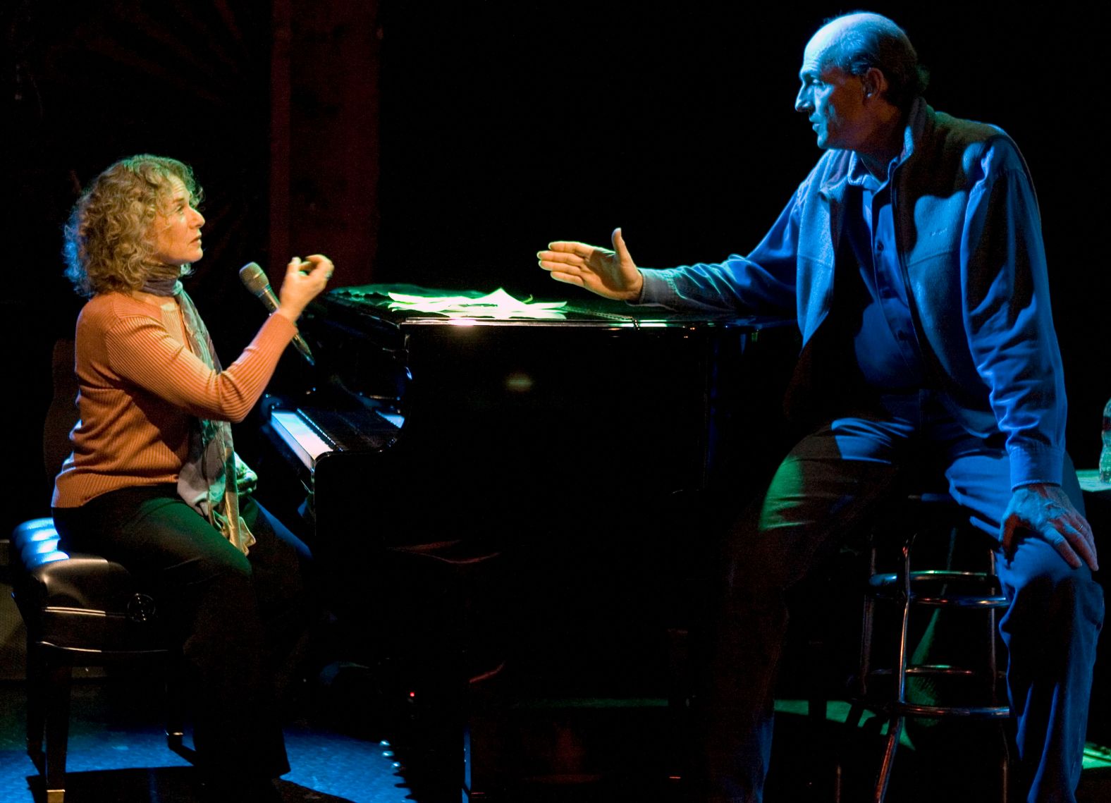 King and Taylor rehearse at the Troubadour Tavern for a performance in 2007 in West Hollywood, California. <br />