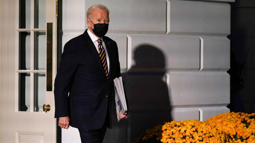 President Joe Biden walks out of the White House toward Marine One on the South Lawn of the White House in Washington, Friday, Nov. 12, 2021, as he heads to Camp David for the weekend. (AP Photo/Susan Walsh)