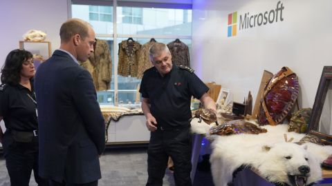 William learns how new AI scanning technology can increase detection of illegal wildlife products being trafficked through international airports during a visit to Microsoft HQ in Reading, England on November 18, 2021.