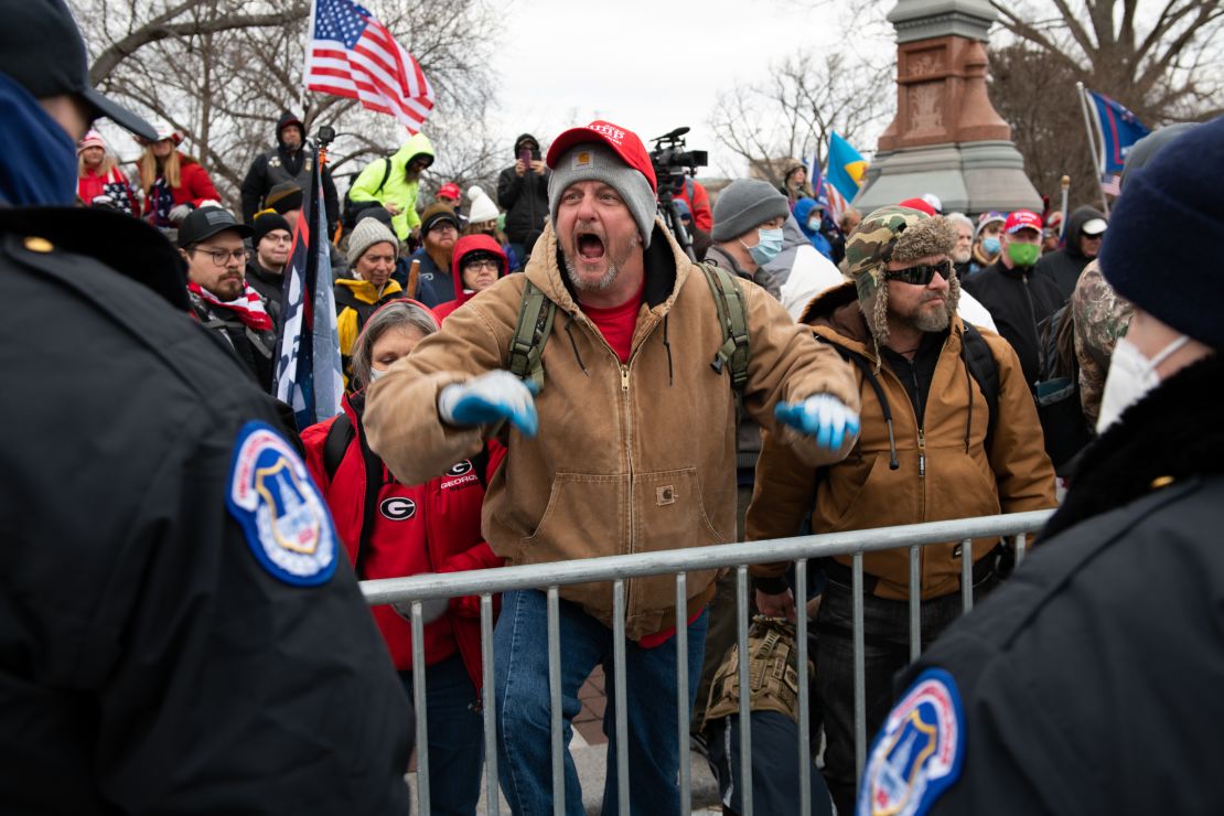 Demonstrators during a protest outside the US Capitol in Washington on January 6, 2021. 