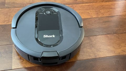 Shark IQ XL robot vacuum on a hardwood floor