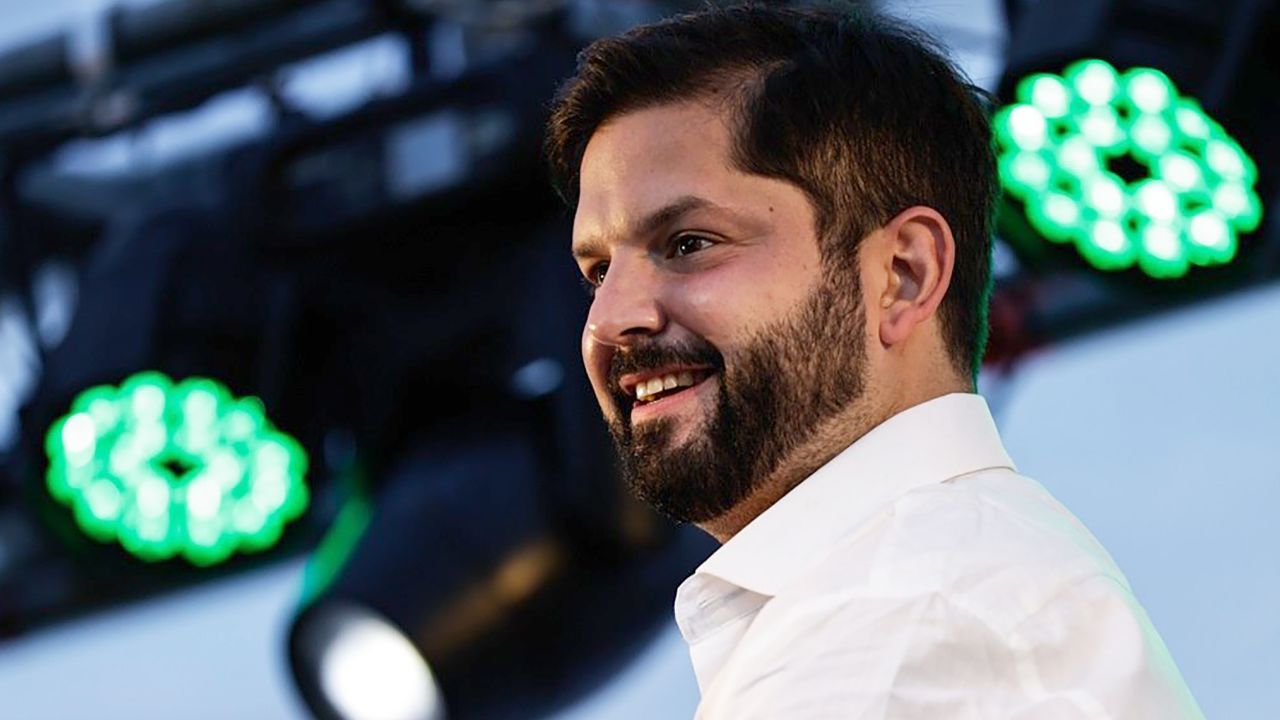 Pesidential candidate Gabriel Boric at a campaign closing ceremony in the commune of Casablanca, in the Valparaiso region, Chile on 18 November 2021.