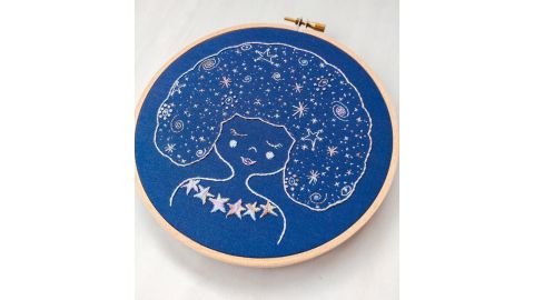 Galaxy girl hand embroidery pattern