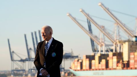 President Joe Biden visits the Port of Baltimore, November 10, 2021.