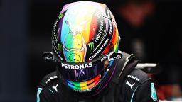 Lewis Hamilton of Great Britain and Mercedes GP prepares to drive in the garage during practice ahead of the F1 Grand Prix of Qatar at Losail International Circuit on November 19, 2021 in Doha, Qatar. 