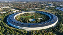 CUPERTINO, CA - OCTOBER 28: An aerial view of Apple Park is seen in Cupertino, California, United States on October 28, 2021. (Photo by Tayfun CoÅkun/Anadolu Agency via Getty Images)