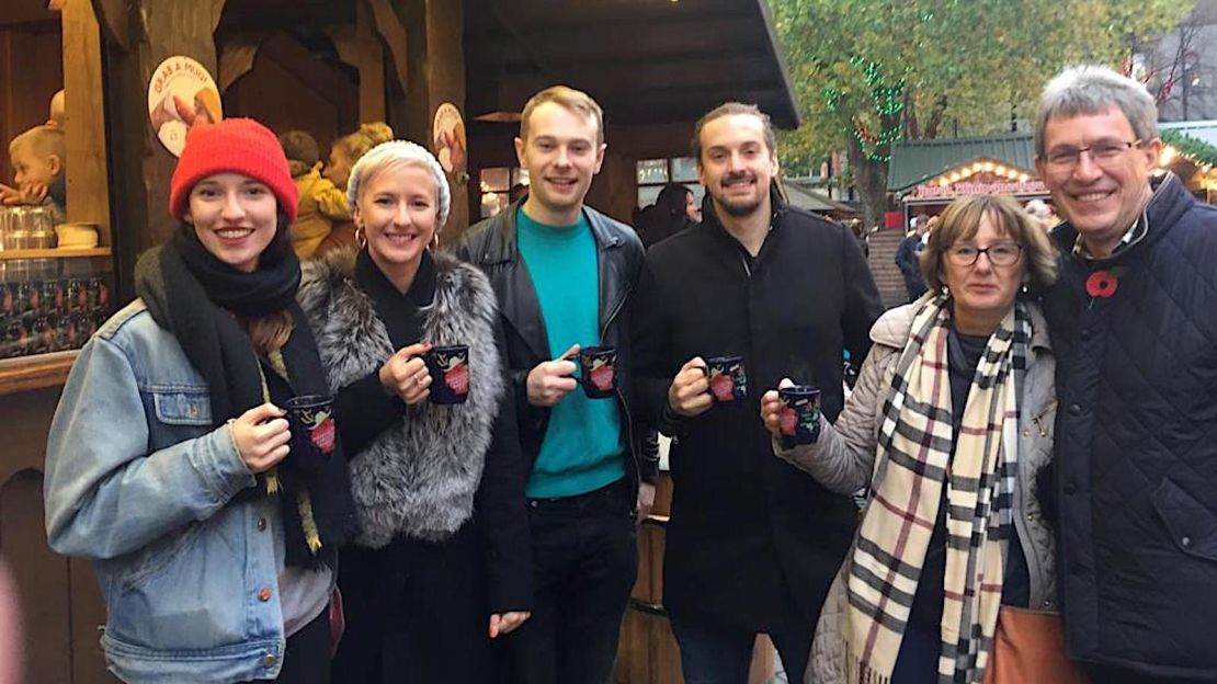 Amy Stott, second from left, is looking forward to flying home to see her family, pictured.