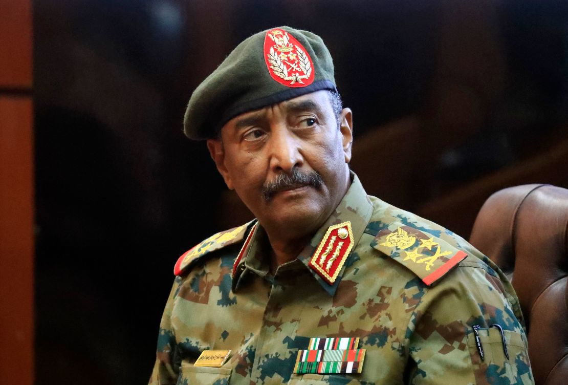 Sudan's military chief Abdel Fattah al-Burhan holds a press conference in Khartoum on October 26, 2021. 