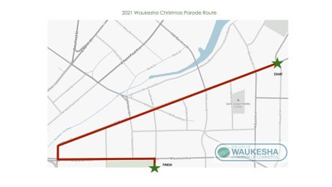 The City of Waukesha posted this graphic of the Christmas Parade route prior to the scheduled start Sunday afternoon. It is unclear where on the parade path the incident occured.
